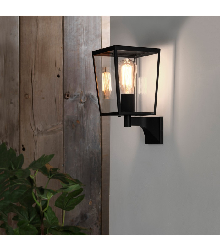 Farringdon Outdoor Wall Lantern Textured Black IP44 E27-8