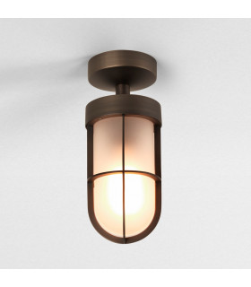 Cabin Outdoor Semi Flush Ceiling Light Bronze IP44 E27