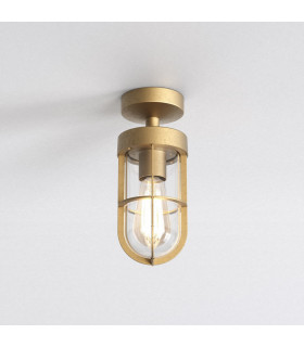 Cabin Semi Flush Coastal Outdoor Ceiling Light Brass IP44 E27-1