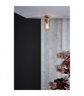 Cabin Semi Flush Coastal Outdoor Ceiling Light Brass IP44 E27-2