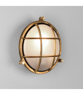 Thurso Outdoor Bulkhead Coastal Wall Light Natural Brass IP44 E27-1