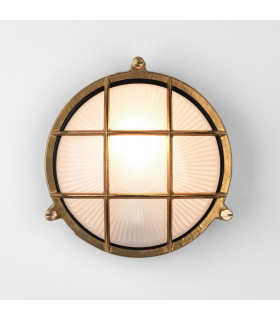 Thurso Outdoor Bulkhead Coastal Wall Light Natural Brass IP44 E27-2