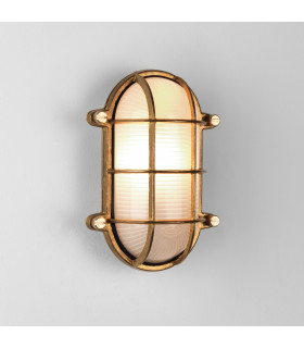 Thurso Outdoor Bulkhead Coastal Wall Light Natural Brass IP44 E27-1