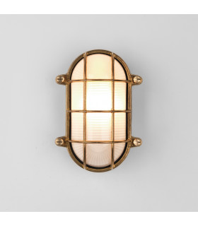 Thurso Outdoor Bulkhead Coastal Wall Light Natural Brass IP44 E27-2