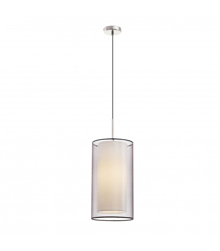 1 Light Ceiling Pendant Satin Nickel with Double Shade, E27 - 1