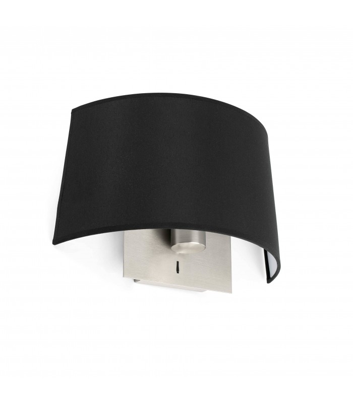 1 Light Indoor Wall Lamp Black, Satin Nickel, E27 - 1