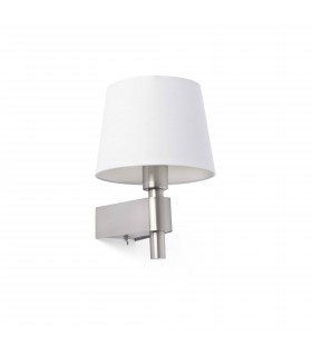 1 Light Indoor Wall Lamp White, Satin Nickel, E27 - 1