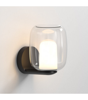 Aquina Bathroom Wall Light Matt Black with Glass Shade-1