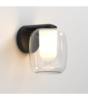 Aquina Bathroom Wall Light Matt Black with Glass Shade-2