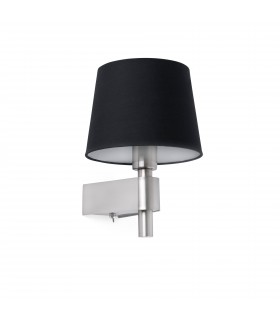 1 Light Indoor Wall Lamp Black, Satin Nickel, E27 - 1