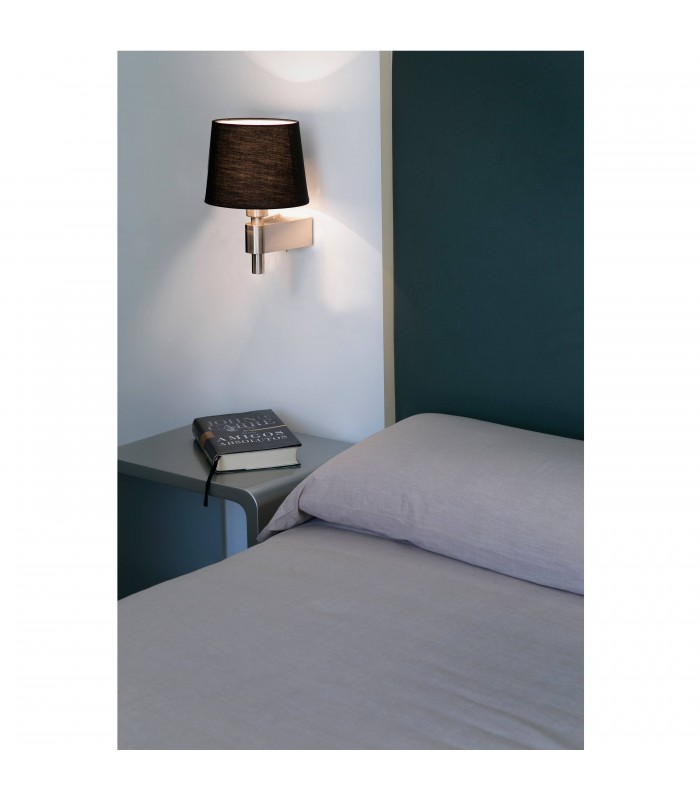 1 Light Indoor Wall Lamp Black, Satin Nickel, E27 - 2