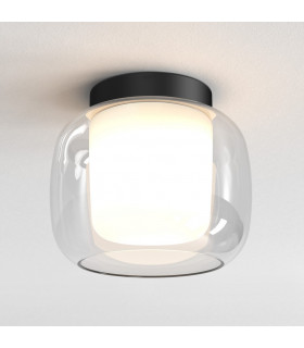 Aquina Bathroom 24cm Ceiling Light Matt Black with Glass Shade-1