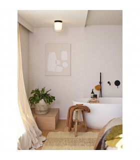 Aquina Bathroom 24cm Ceiling Light Matt Black with Glass Shade-2