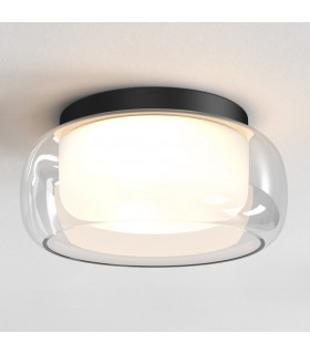 Aquina Bathroom 36cm Ceiling Light Matt Black with Glass Shade-1