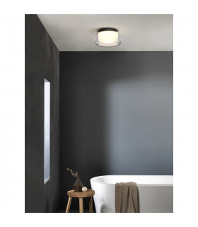 Aquina Bathroom 36cm Ceiling Light Matt Black with Glass Shade-2