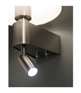 1 Light Indoor Wall Light Reading Lamp White, Satin Nickel, E27 - 2