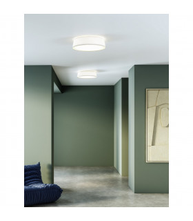 Fife Cylindrical 53cm Ceiling Light White Fabric-2