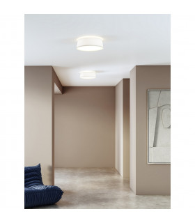 Fife Cylindrical 43cm Ceiling Light White Fabric-2