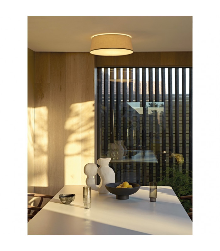 Taiko Cylindrical 43cm Bowl Ceiling Light Putty Fabric-3