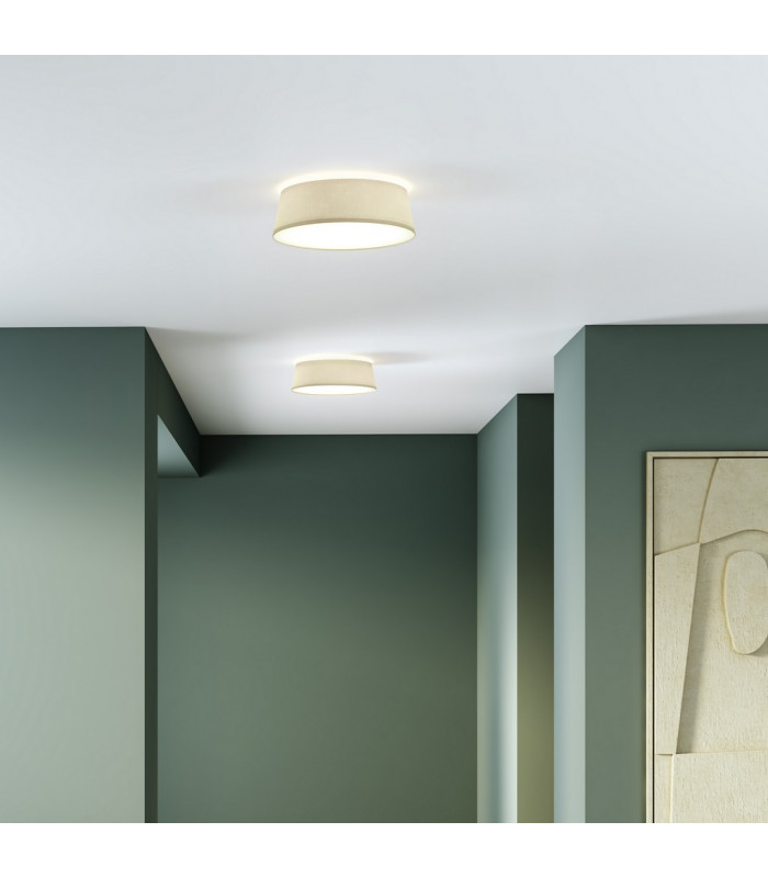 Taiko Cylindrical 43cm Bowl Ceiling Light Putty Fabric-5