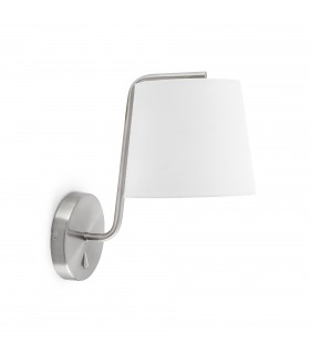 1 Light Indoor Wall Lamp Satin Nickel with White Shade, E27 - 2