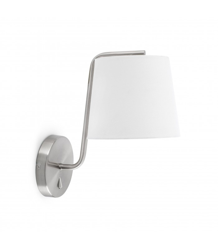 1 Light Indoor Wall Lamp Satin Nickel with White Shade, E27 - 2