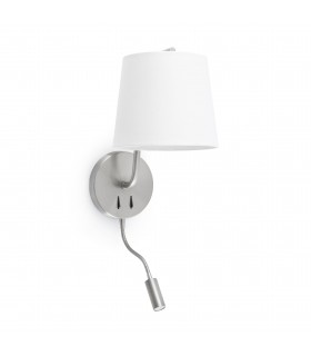 1 Light Indoor Wall Light Reading Lamp White, Satin Nickel, E27 - 1