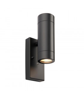 Palin Outdoor Up Down Wall Lamp Matt Black Paint & Clear Glass IP44-1
