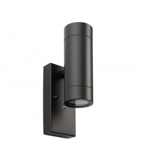 Palin Outdoor Up Down Wall Lamp Matt Black Paint & Clear Glass IP44-2