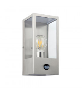 Breton PIR Motion Sensor Wall Lantern Brushed Stainless Steel & Clear Glass IP44-2