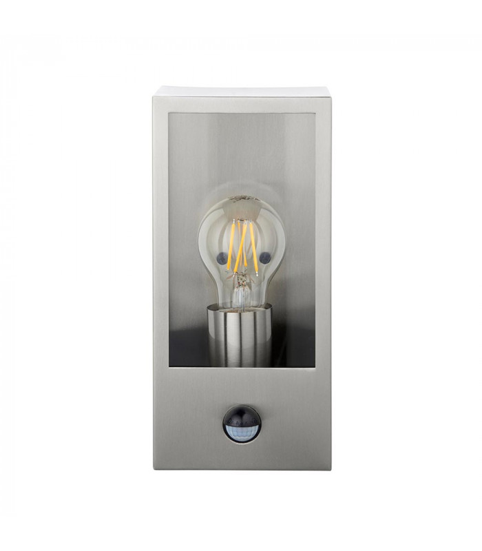 Breton PIR Motion Sensor Wall Lantern Brushed Stainless Steel & Clear Glass IP44-3