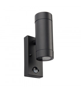 Odyssey PIR Motion Sensor Up Down Wall Lamp Satin Black Paint & Clear Glass IP44-2