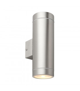 Palin XL Outdoor Up Down Wall Lamp Brushed Stainless Steel & Clear Glass IP44-1