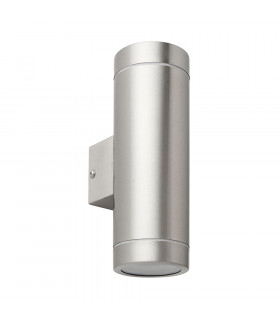 Palin XL Outdoor Up Down Wall Lamp Brushed Stainless Steel & Clear Glass IP44-2