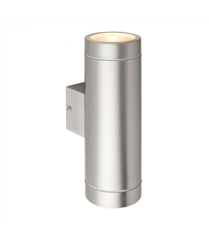 Palin XL Outdoor Up Down Wall Lamp Brushed Stainless Steel & Clear Glass IP44-3