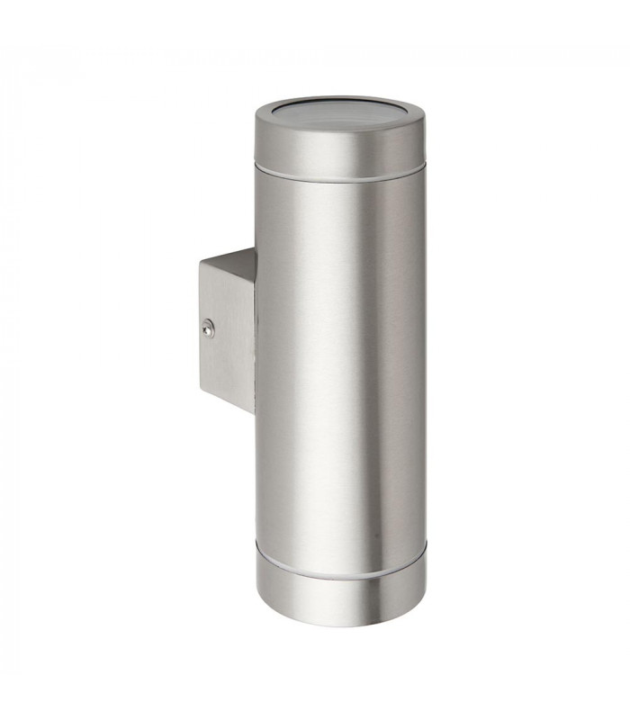 Palin XL Outdoor Up Down Wall Lamp Brushed Stainless Steel & Clear Glass IP44-4
