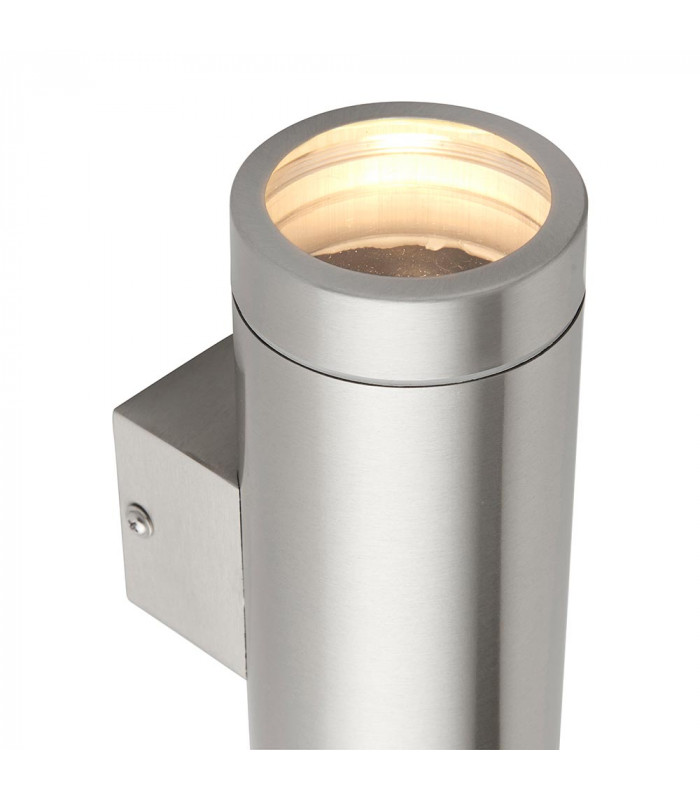 Palin XL Outdoor Up Down Wall Lamp Brushed Stainless Steel & Clear Glass IP44-5
