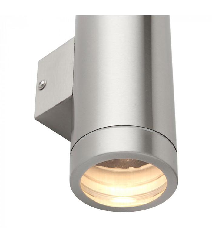 Palin XL Outdoor Up Down Wall Lamp Brushed Stainless Steel & Clear Glass IP44-7