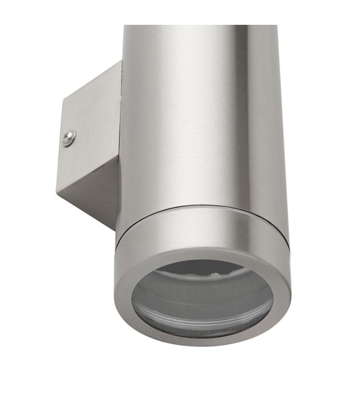 Palin XL Outdoor Up Down Wall Lamp Brushed Stainless Steel & Clear Glass IP44-8