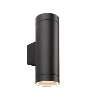 Palin XL Outdoor Up Down Wall Lamp Textured Black Paint & Clear Glass IP44-1