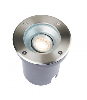 Pillar Tilt Outdoor Recessed Ground Light Brushed Stainless Steel & Clear Glass IP67
