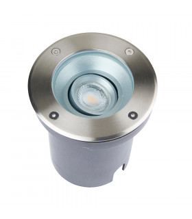 Pillar Tilt Outdoor Recessed Ground Light Brushed Stainless Steel & Clear Glass IP67