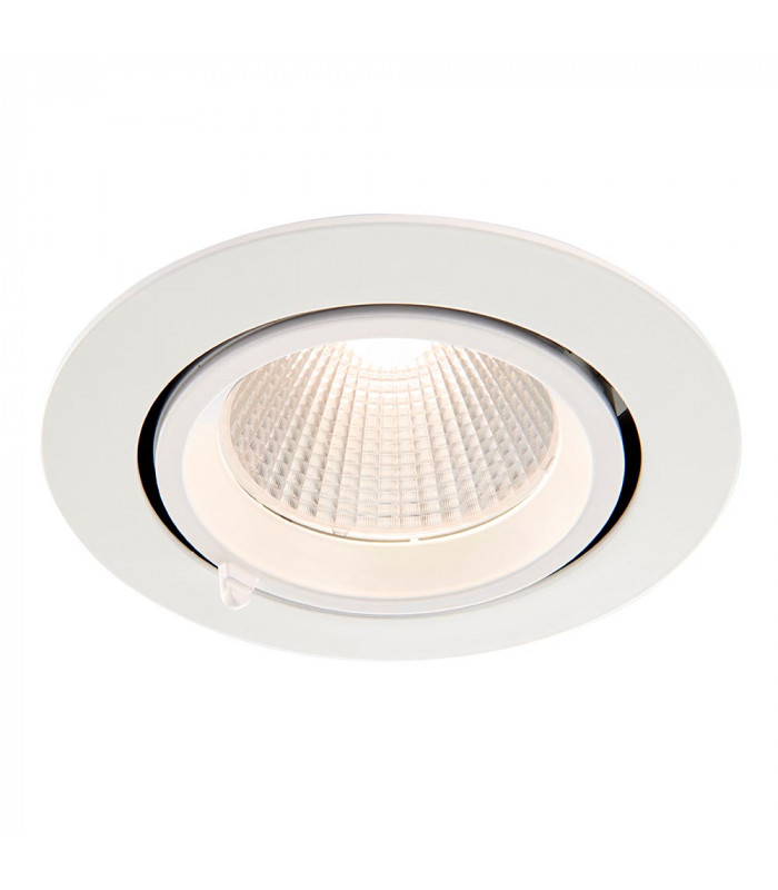 Axial LED Indoor Recessed Downlight Tilt Matt White Paint & Clear Glass 3000K-3