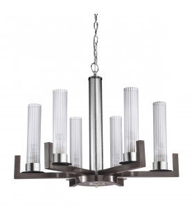 Raggio Glass Multi Arm Pendant Ceiling Light 6 Light Brunito Brushed-1