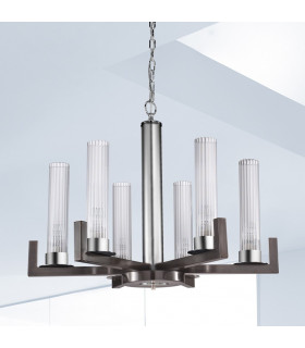 Raggio Glass Multi Arm Pendant Ceiling Light 6 Light Brunito Brushed-2