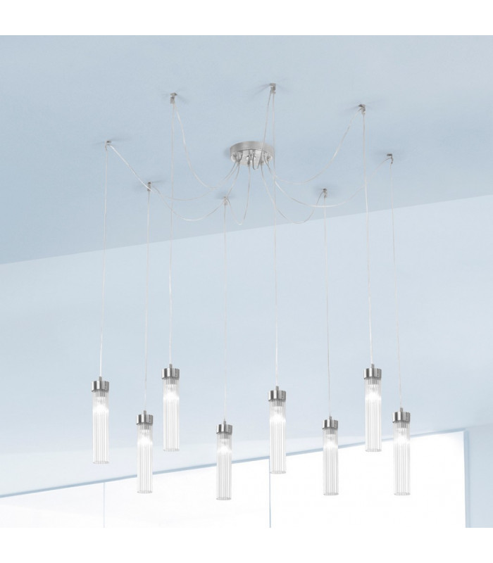 Raggio Cluster Pendant Ceiling Light 8 Light Silver Leaf-2