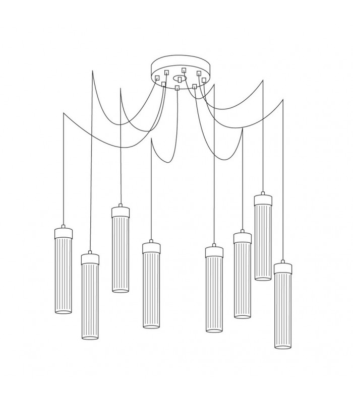 Raggio Cluster Pendant Ceiling Light 8 Light Silver Leaf-4