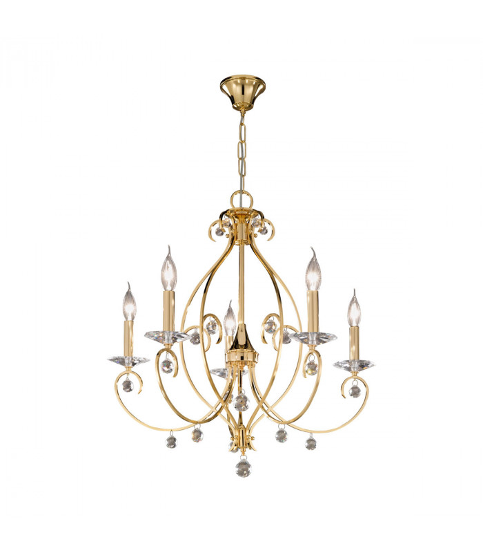 Carat Crystal Multi Arm Chandeliers 5 Light 24 Carat Gold-1
