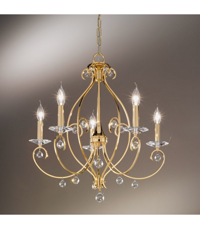 Carat Crystal Multi Arm Chandeliers 5 Light 24 Carat Gold-2