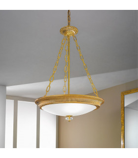 Milord Glass Cylindrical Pendant Ceiling Light 3 Light French Gold-2
